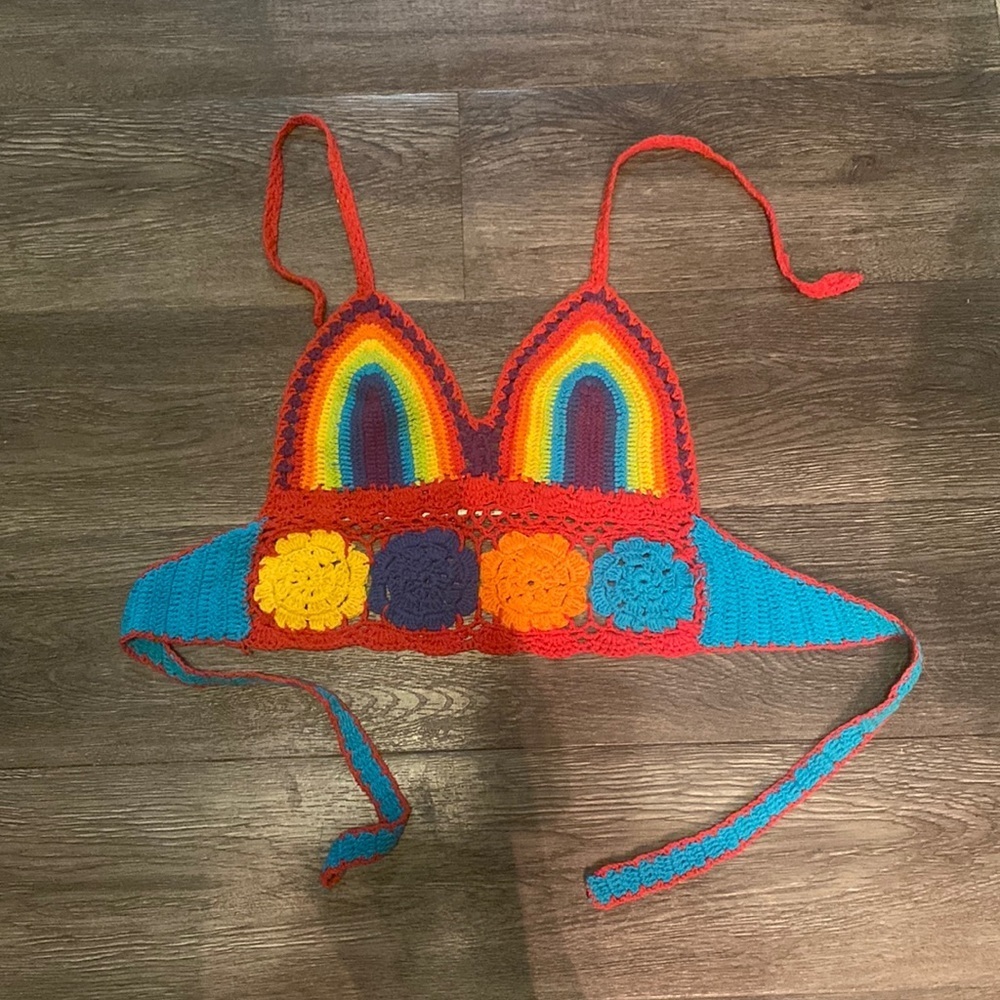 Rainbow crochet top